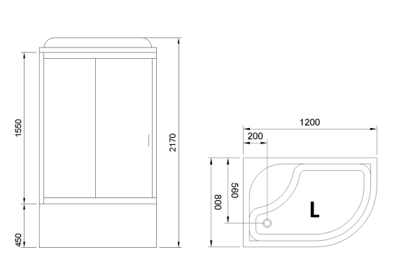 Гидромассажный бокс Royal Bath 120х80х217, белое/прозрачное стекло, белый профиль, левая, RB 8120BK5
