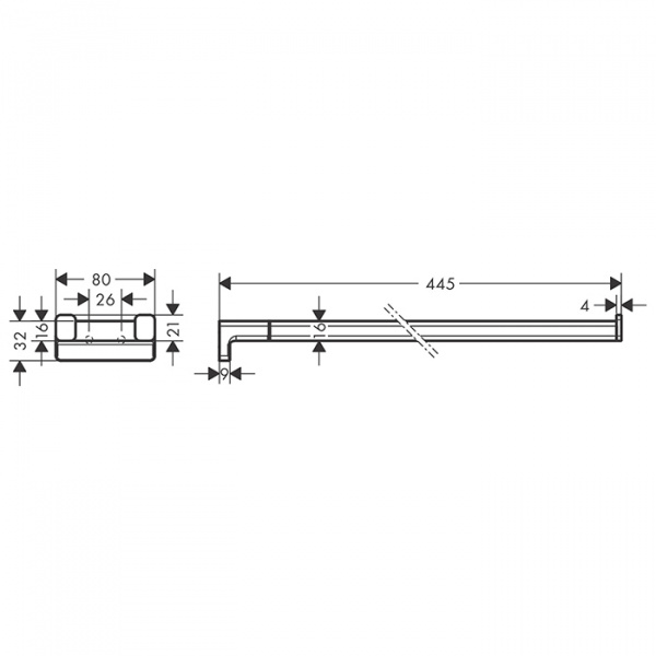 Полотенцедержатель Hansgrohe AddStoris 44.5см, двухрожковый, черный матовый, 41770670