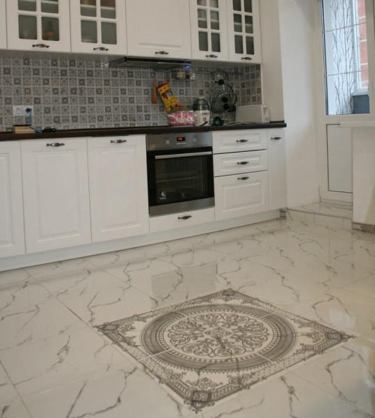 Фриз Grasaro Classik Marble Glossy White/Белый G-270/f01 7х40 G-270/G/f01/7x40