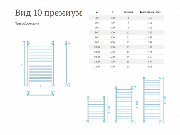 Полотенцесушитель водяной Маргроид Вид 10 ПРЕМИУМ лесенка с полкой 80*50, B10П 80*50 с полкой