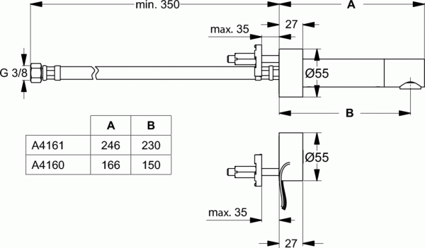 Электронный наполнитель/излив Ideal Standard CERAPLUS, 230 мм, с отдельным ИК-датчиком, хром, A4161A