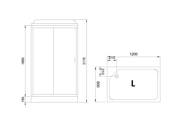 Гидромассажный бокс Royal Bath 120х80х217, белое/прозрачное стекло, хромированный профиль, левая, RB