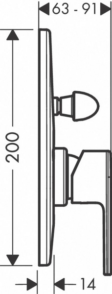Смеситель для ванны Hansgrohe Vernis Shape, встраиваемый, хром, 71458000