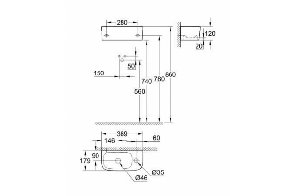 Раковина Grohe Euro Ceramic 37 см, альпин/белый, 39327000
