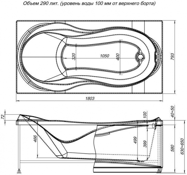 Фронтальная панель для ванны Aquanet Grenada 180