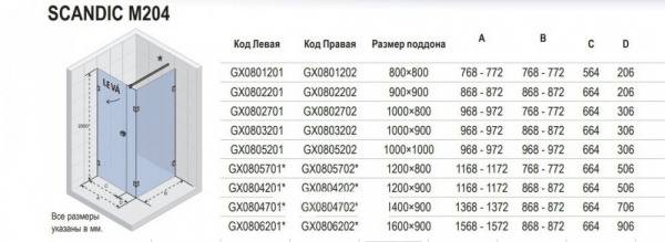 Душевая кабина Riho SCANDIC MISTRAL M204 140x90 L, GX0804701