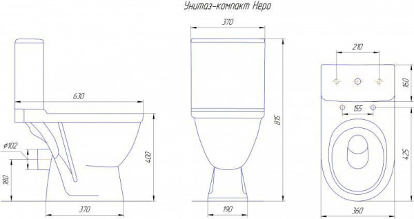 Унитаз-компакт Rosa Неро, с крышкой микролифт, дюропласт, КК 4140