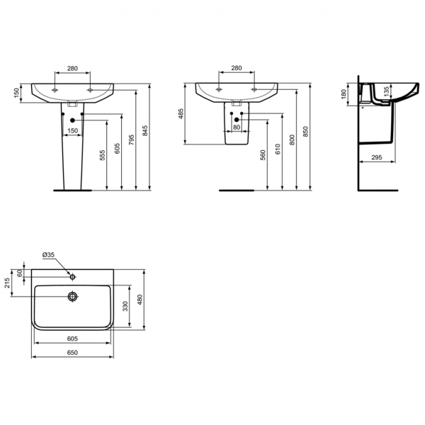 Пьедестал Ideal Standard i.life S S 50/55/60 см, T473901