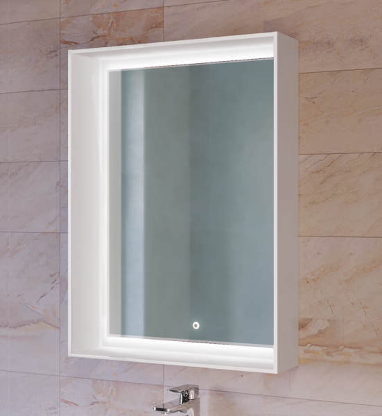 Зеркало Raval Frame 75 Белое с подсветкой (сенсор), Fra.02.75/W