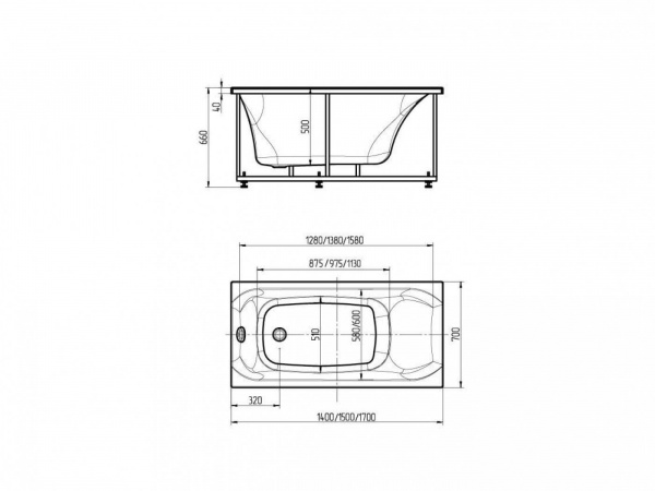 Ванна акриловая Aquatek Альфа 170*70 с фронтальной панелью