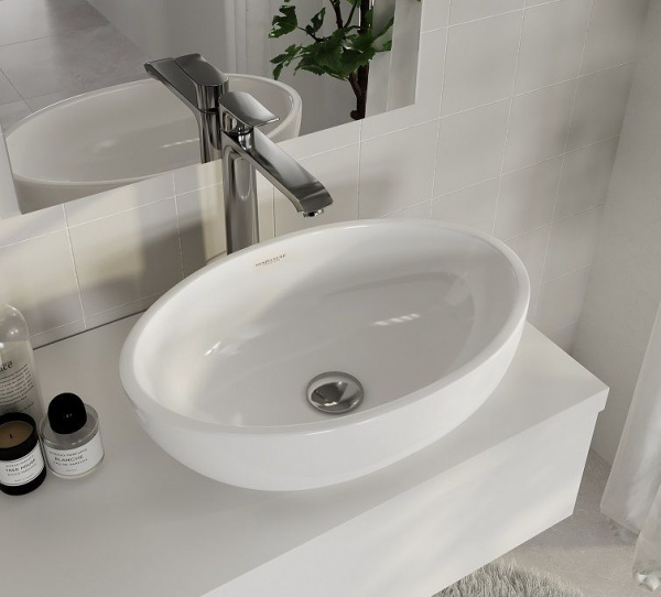 Раковина накладная Sanita Luxe Ringo Slim 53 белая, RNGSLWB01S