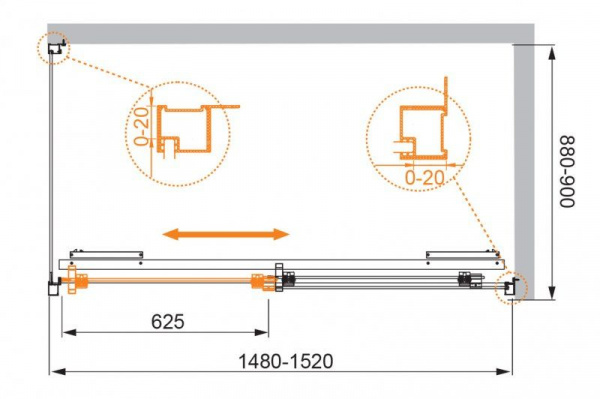 Душевая кабина Cezares Lux Soft 150*90*200 см, прозрачное стекло, хромированный профиль, LUX-SOFT-W-