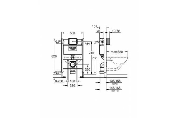 Инсталяция Grohe  Rapid SL для унитаза,  для монтажа перед стеной,  (0,82 м), 38526000