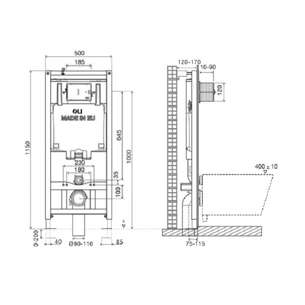 Инсталляция Oli 80, 50x115x12 см, механическая, 300572m