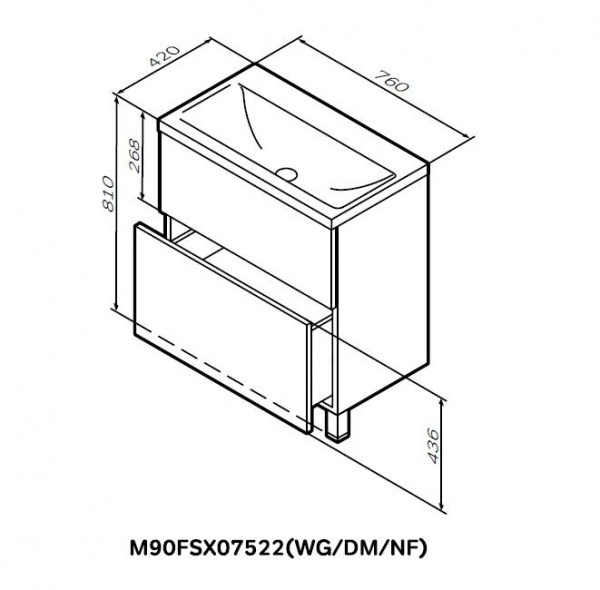 Тумба под раковину AM.PM GEM напольная 75 см, 2 ящика push-to-open, белый, M90FSX07522WG32