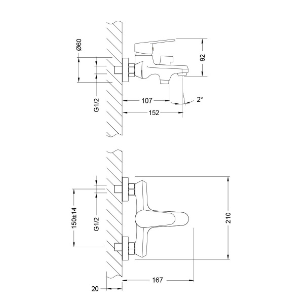Смеситель для ванны Lemark Point с ручным душем, LM0314C
