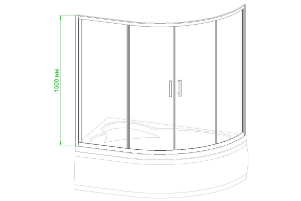 Шторка для ванны Royal Bath 170х100х150 см, матовое  стекло, RB 170ALP-C