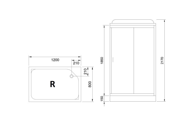 Гидромассажный бокс Royal Bath 120х80х217,прозрачное  стекло, белый профиль, правая, RB 8120HP1-T-R