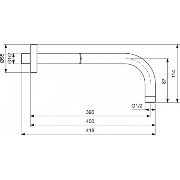 Держатель верхнего душа Ideal Standard IdealRain, настенный, 400 мм, черный, B9445XG