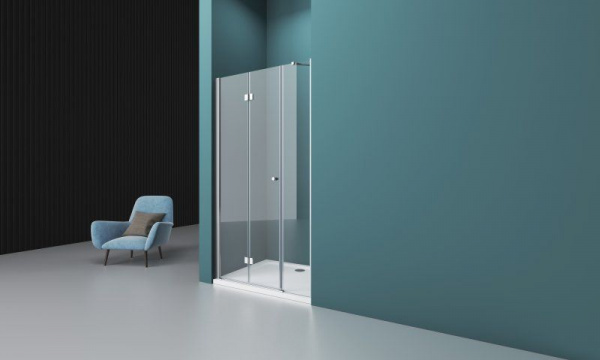 Душевая дверь BelBagno 1200x1950, прозрачное стекло, хромированный профиль, ALBANO-BS-13-30+90-C-Cr