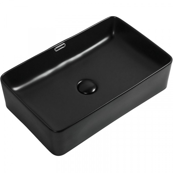 Раковина Aquanet Perfect-3, 55 см, керамическая накладная, прямоугольная, черная матовая, PERFECT-3-