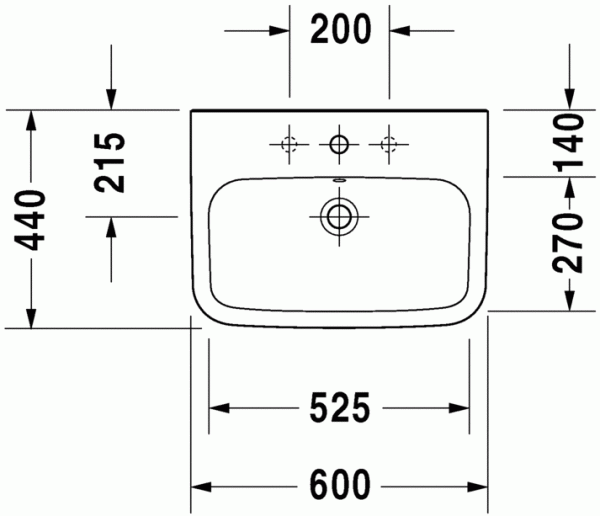 Раковина Duravit Durastyle с переливом 600 х 440 мм, 2319600000