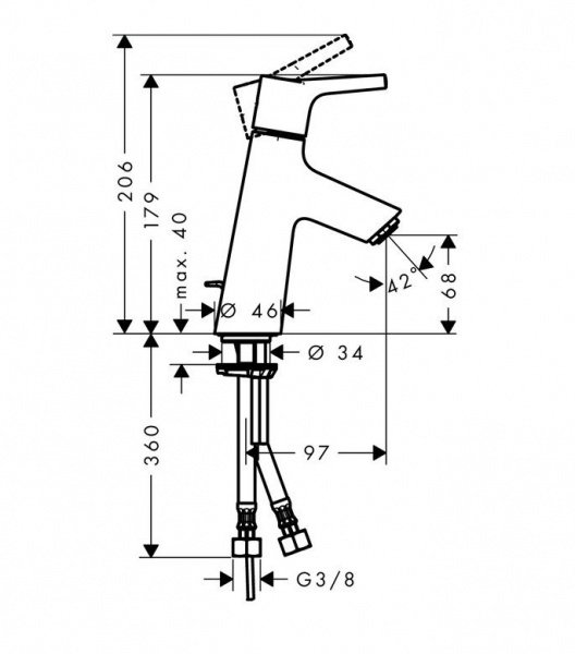 Смеситель для раковины Hansgrohe Talis S 80, со сливным гарнитуром, хром, 72010000