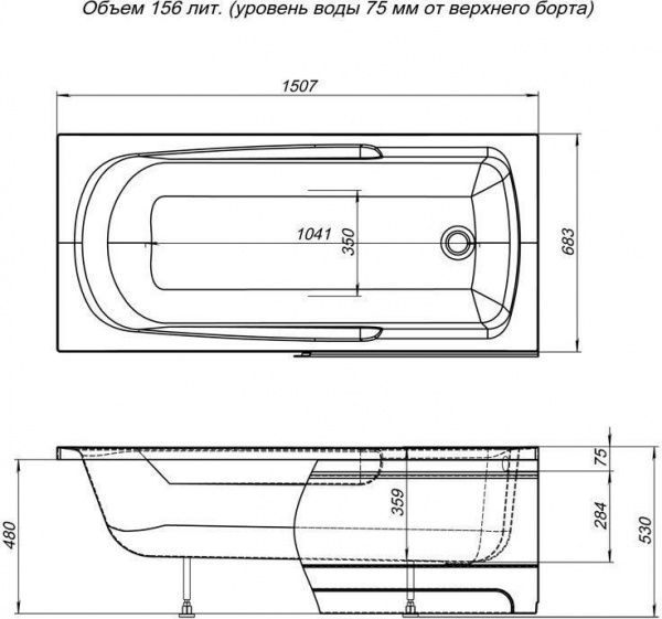 Акриловая ванна Aquanet Extra 150x70