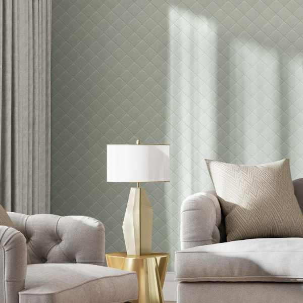 Обои виниловые Kerama Marazzi Палаццо фон-1, зелёный, KM5508