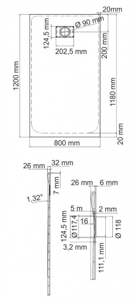 Душевой поддон WasserKRAFT Main, 41T06