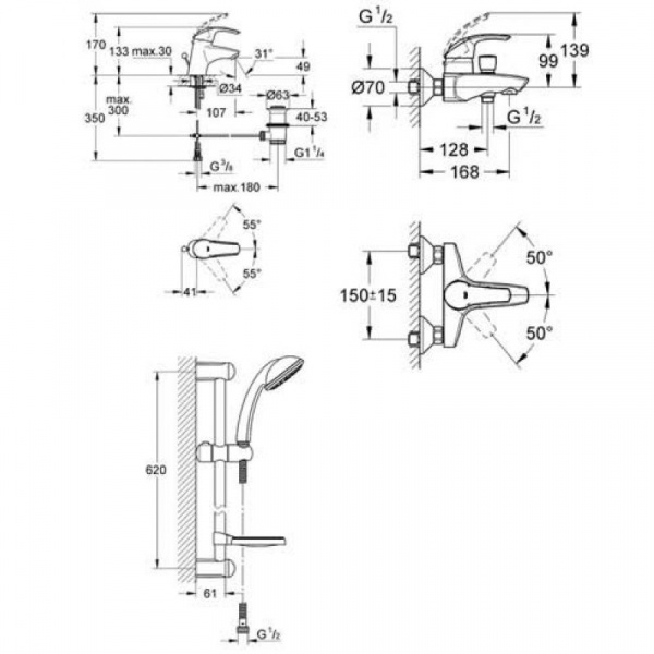 Комплект смесителей Grohe Eurosmart, 124446