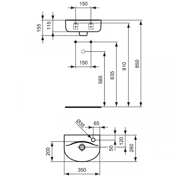 Раковина Ideal Standard CONNECT Arc, 35 см, E791501