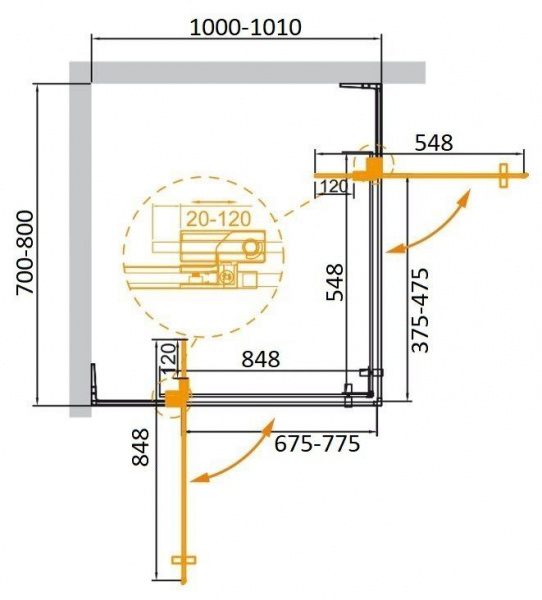 Душевая кабина Cezares SLIDER-AH-2-90/100-100/110-BR-NERO