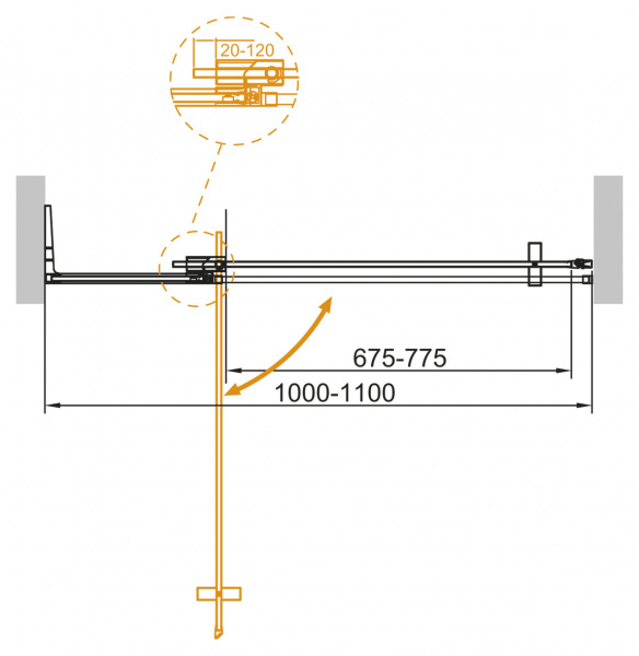 Душевая дверь в нишу Cezares SLIDER-B-1-100/110-C-Cr