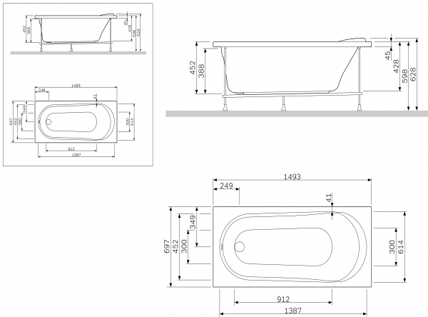 Панель фронтальная AM.PM Spirit 150 для ванн Joy/Spirit, W85A-150-070W-P