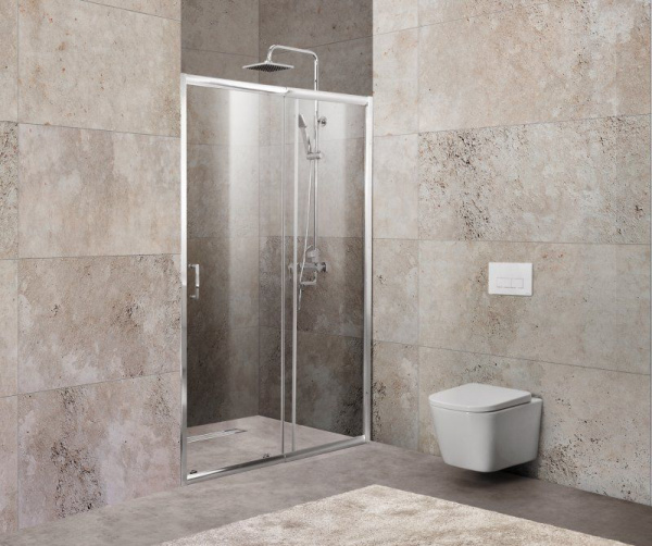 Душевая дверь BelBagno (1100-1250)x1900, рифленое стекло, хромированный профиль, UNIQUE-BF-1-110/125