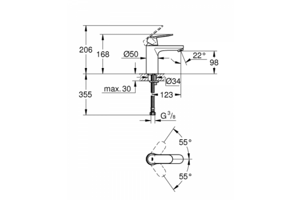Смеситель для раковины Grohe  Eurosmart Cosmopolitan, черный сатин, 23327KW0